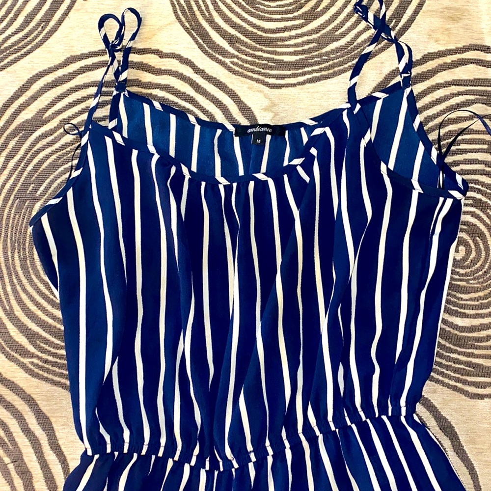 Stripe white and blue jumpsuit